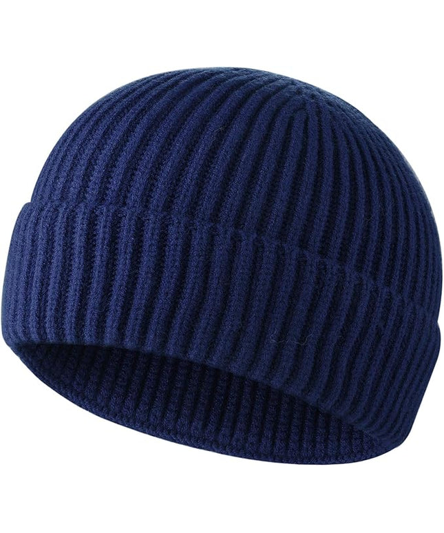ROYBENS Swag Wool Knit Cuff Short Fisherman Beanie for Men Women, Winter Warm Hats