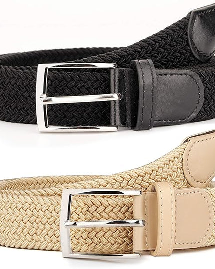 Radmire 2 Pack Elastic Braided Woven Canvas Belts for Men and Women