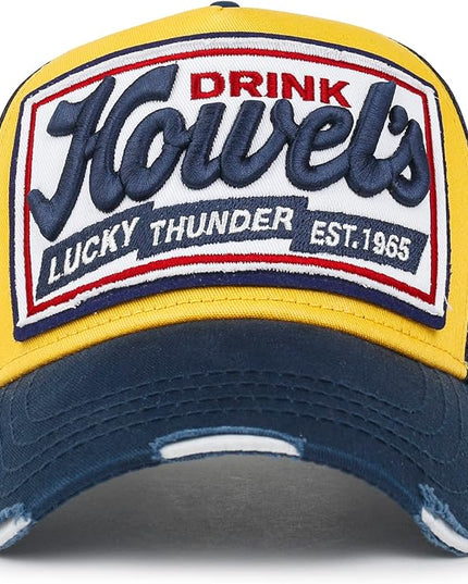 ililily Premium Howels Embroidery Vintage Baseball Cap Distressed Trucker Hat