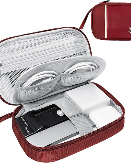 Travel Cable Organizer Bag Pouch Electronic Accessories Carry Case Portable Waterproof All-in-One Storage Bag for Cable,Charger, Phone, Hard Drive，SD Card-Wind Red