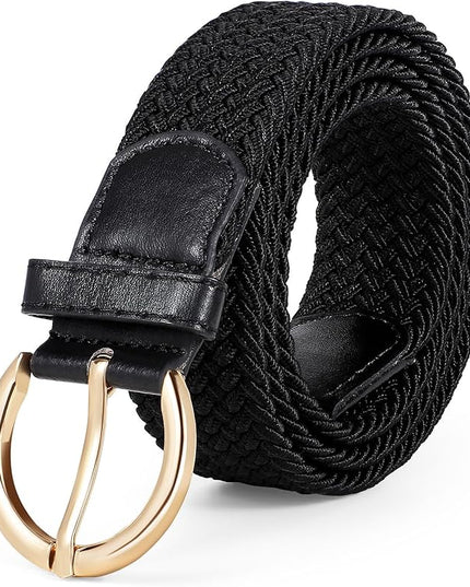 JASGOOD Women Men Braided Woven Elastic Stretch Belt Golf Canvas Casual Belt for Jeans Pants