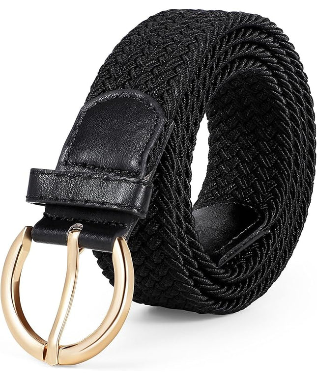 JASGOOD Women Men Braided Woven Elastic Stretch Belt Golf Canvas Casual Belt for Jeans Pants