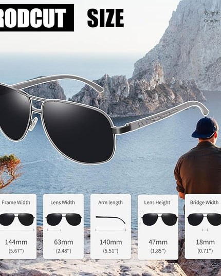 Joopin Polarized Metal Aviation Sunglasses Men, Classic Military Sun Glasses Women, Rectangle Shades UV400 Protection Costume