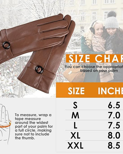 Dsane Womens Winter Leather Gloves Touchscreen Texting Warm Driving Lambskin Gloves for Christmas Gifts