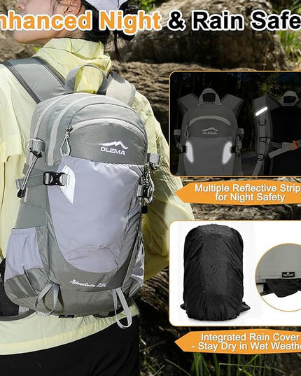 OLEMA Hiking Backpack, 25L Lightweight Travel Backpacks,Camping Daypack for Outdoor Sports,Lightweight Travel Camping Backpack for Men Women