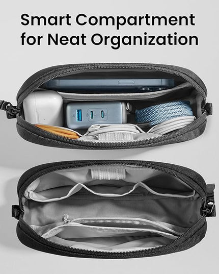 tomtoc Electronics Organizer Travel Case, Water Resistant Travel Bag Cable Organizer for Essentials, Tech Pouch Accessories Carry Storage for Cord, Phone, Cables, Airpods, USB Flash Drive, Daily Items