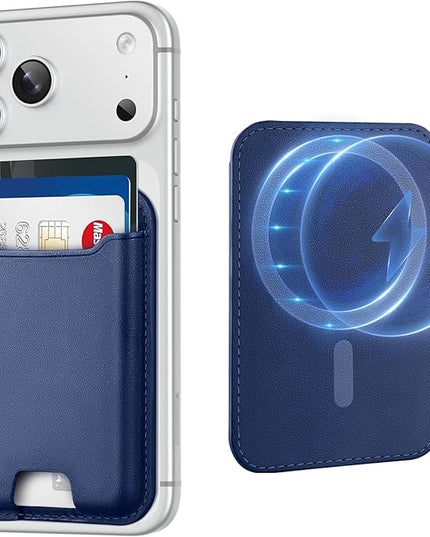 TopMade for Magsafe Wallet, Strongest Magnetic Card Holder for iPhone 17, iPhone 16/15/14/13/12 Series, Leather Magnetic Phone Wallet with Powerful Magnet, RFID Blocking, Fit 4 Cards, Dark Blue