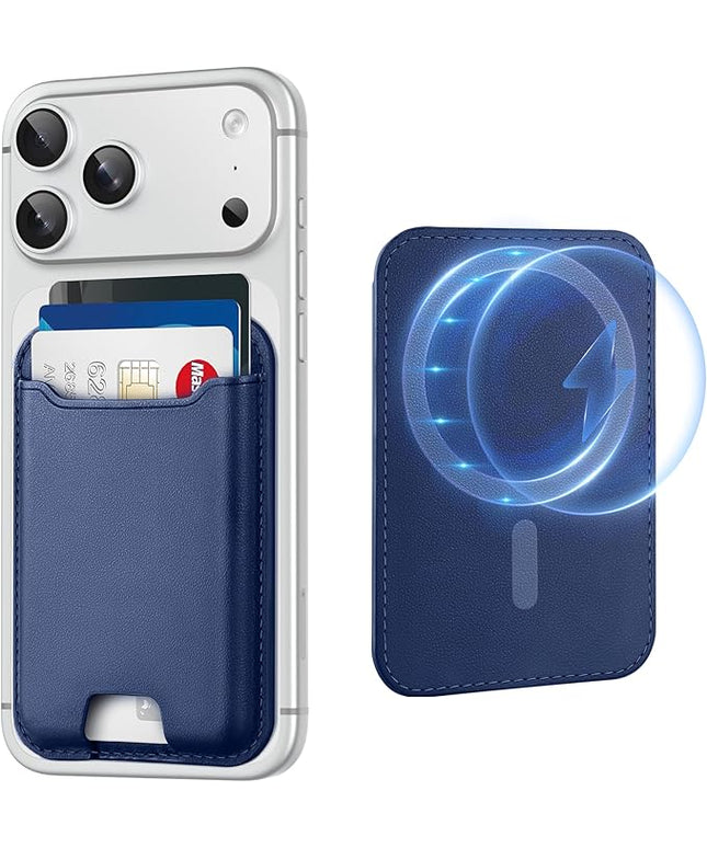 TopMade for Magsafe Wallet, Strongest Magnetic Card Holder for iPhone 17, iPhone 16/15/14/13/12 Series, Leather Magnetic Phone Wallet with Powerful Magnet, RFID Blocking, Fit 4 Cards, Dark Blue