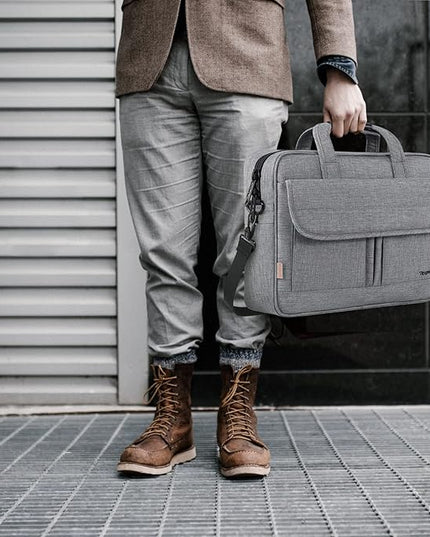 Taygeer Laptop Bag for Men, Water Resistant Crossbody Messenger Shoulder Bag for Business, Professional Premium Office Briefcase, Portable 15.6 Inch Carry On Laptop Case for Notebook/Computer, Grey