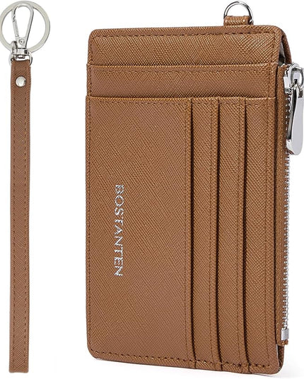 BOSTANTEN Small Wallet For Women RFID Leather Credit Card Holder Slim Wristlet Keychain Wallet With Zipper Pocket