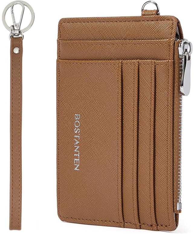 BOSTANTEN Small Wallet For Women RFID Leather Credit Card Holder Slim Wristlet Keychain Wallet With Zipper Pocket