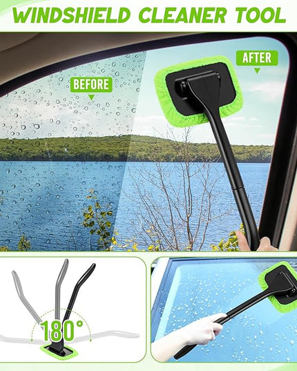 16 Pcs Windshield Cleaner Tool, Car Cleaning Kit with Various Detailing Brushes Set Spray Bottle Cleaner Towel Cleaning Gel Accessories Car Interior Detailing Kit for Windows Vents(Green)