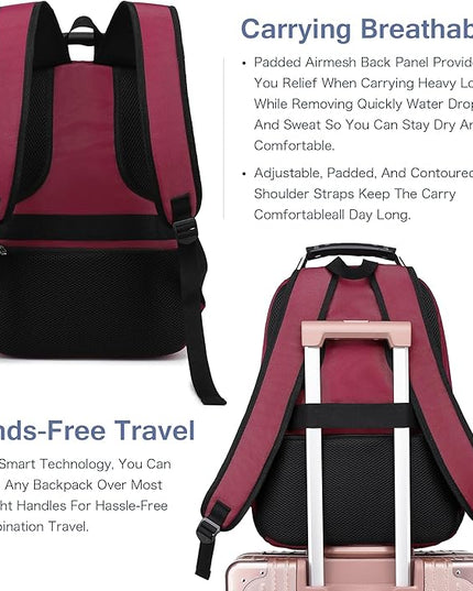 Boavan Laptop Backpack for men, 15.6 inch Laptop Bag with USB Port, Waterproof Travel Work Backpack Purse, Anti-Theft Teacher Nurse Doctor Casual Bookbags Office Business backpack，Russet Red