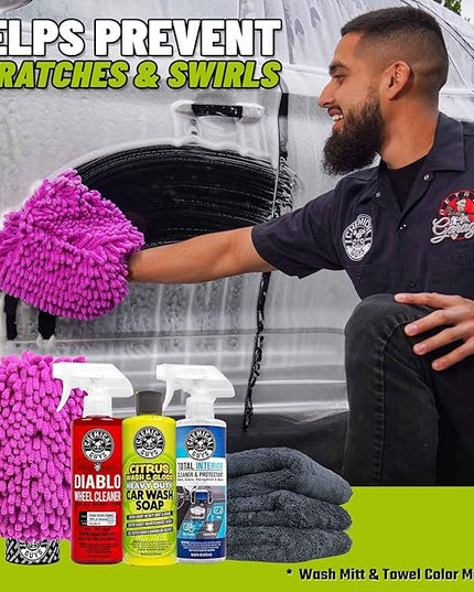 Chemical Guys Car Cleaning Kit - With Car Wash Soap, Wheel Cleaner, Total Interior, Car Wash Mitt - Interior and Exterior Wash Kit With Vehicle Cleaning and Detailing Accessories - 7 Item Kit