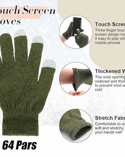 Suhine Bulk Winter Hats and Gloves Set Warm Beanie Gloves Pack Homeless Supplies for Cold Weather Charity