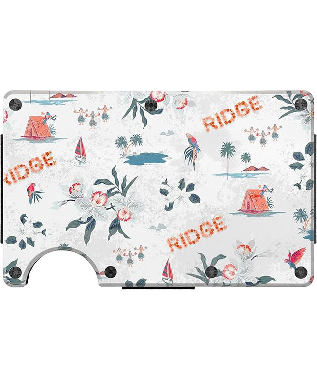 Ridge Wallet for Men - Slim Minimalist Compact Wallet and Card Holder, RFID Protected Front Pocket Wallets for Men with Integrated Cash Strap (Aloha)