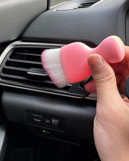 Car Detailing Brush, Soft Bristle Cleaning Brush, Scratch-Free Auto Duster Tool for Dashboard, Air Vents, Leather & Interior Cleaning (Pink)