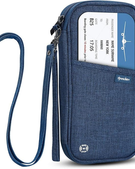 RFID Family Passport Wallet Holder Waterproof, Travel Document Organizer Credit Card Clutch Bag for Men Women