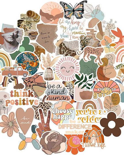 Vintage Aesthetic Stickers 50 Pcs, Vinyl Waterproof Stickers for Water Bottles Laptop Phone Computer Guitar (1)