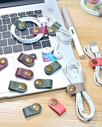 CAILLU Cord Organizer,Cord Keeper,Cable Organizer USB Holder,Cable Management,Cable Straps,Earbud case,wrap Headset Winder,Phone Earphone Clips Ties (Dark green Cord Organizer)