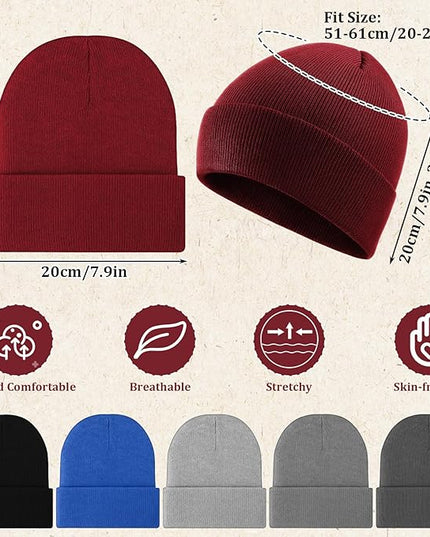 Chicingyou 120 Pcs Bulk Men Knitted Hats with Fleece Lining for Charity Homeless Donations, Unisex Beanies Winter Warm Hats