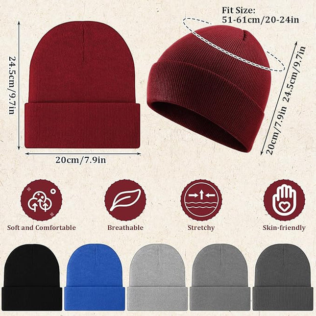 Chicingyou 120 Pcs Bulk Men Knitted Hats with Fleece Lining for Charity Homeless Donations, Unisex Beanies Winter Warm Hats