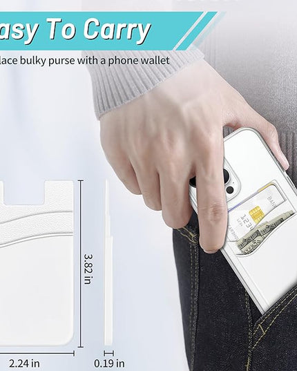 SHANSHUI Phone Wallet, Credit Card Holder for Back of Phone Case Wallet Pocket Stick on ID Bussiness Cards Sticky Pouch Compatible with iPhone, Samsung Galaxy, Android - 3 Pack Black Grey White
