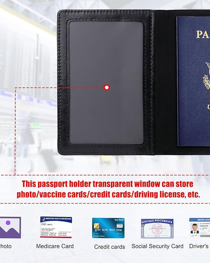 TIGARI Passport Holder for Travel Women Men, Valentines Day Gifts PU Leather Wallet Cover Case Sleeve, Waterproof Protected Document Organizer, Vacation Plane Cruise Travel Essentials
