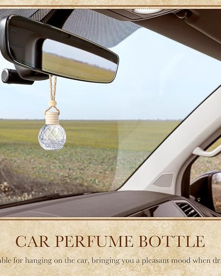BBTO 100 Pcs Car Air Fresheners Diffuser with Wooden Cap - Empty Aromatherapy Diffuser Clear Fragrance Holder Pendant Hanging Perfume Fresheners for Car Decor (Clear Round Diamond)
