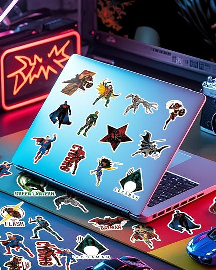 Superhero Stickers for Water Bottles – 50PCS Cartoon Stickers for Kids, Teens, Adults – Waterproof Vinyl Decal Sticker for Laptop, Phone, Skateboard, Scrapbook, Party Favors, Gifts