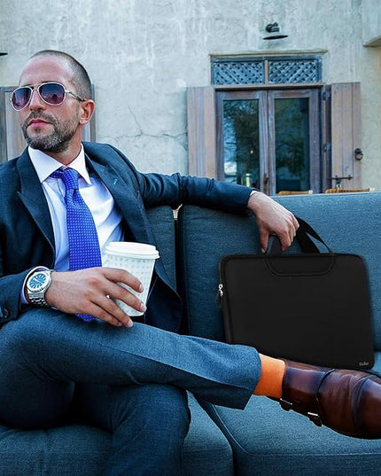 Laptop Sleeve Bag 15.6 Inch, Durable Traveling Briefcase Handle Bag & with Extra Pockets, Computer Protective Case Compatible for 15 15.6 inch HP, Dell, Acer, Asus, Black