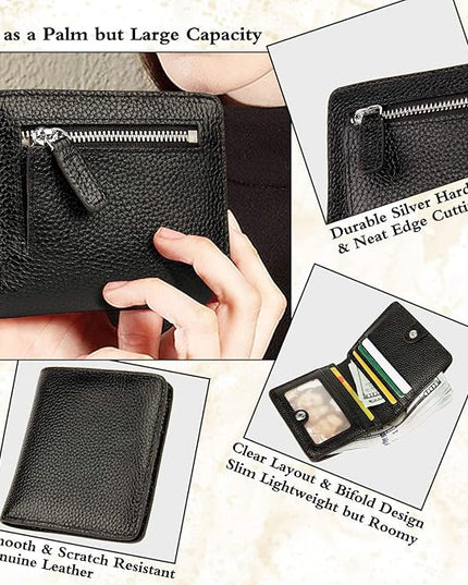 AINIMOER Small Leather Wallet for Women, Ladies Credit Card Holder RFID Blocking Women's Mini Bifold Pocket Purse
