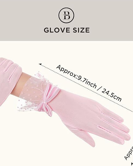 BABEYOND Lace Gloves for Women - Bow Short Prom Gloves Evening Elegant Accessories for Wedding Opera Party