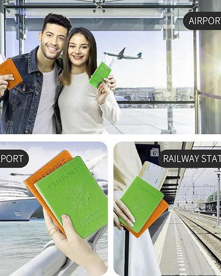 VIDIVICI 2Pack Passport Wallet, Travel Gifts, Travel Accessories - Yellow&Green