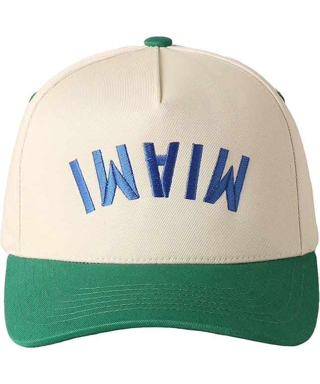 MIRMARU Two-Tone Vintage Canvas Trucker Hats for Men & Women, Adjustable Size Baseball Caps with Trendy Embroidered Design