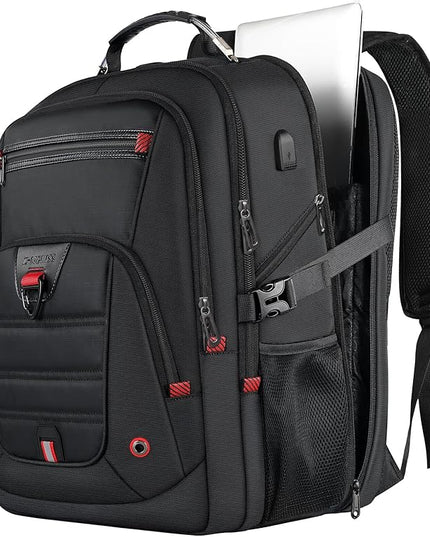 Z-MGKISS Extra Large Travel Backpack, 52L TSA Backpack 17.3 Inch, Anti-Theft 17 Inch Big Business Laptop Backpack for Men & Women, Water Resistant College Rucksack Bag with USB Port, Black