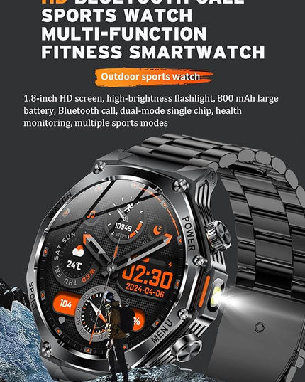 Fitness Smart Watch for Men Women, Bluetooth Calling & 1.8" AMOLED, SpO2/Heart Rate/Sleep Tracker, 100+ Workout Modes, IP67 Waterproof, 7+Day Battery, iPhone Android Compatible (Space Gray)