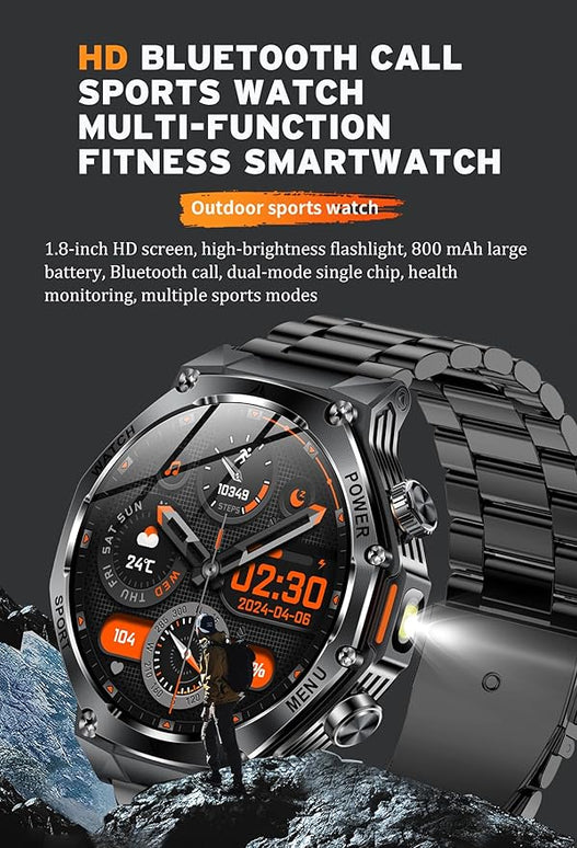 Fitness Smart Watch for Men Women, Bluetooth Calling & 1.8" AMOLED, SpO2/Heart Rate/Sleep Tracker, 100+ Workout Modes, IP67 Waterproof, 7+Day Battery, iPhone Android Compatible (Space Gray)