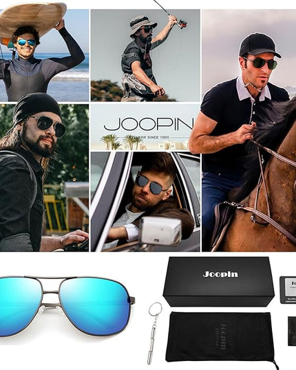 Joopin Polarized Metal Aviation Sunglasses Men, Classic Military Sun Glasses Women, Rectangle Shades UV400 Protection Costume