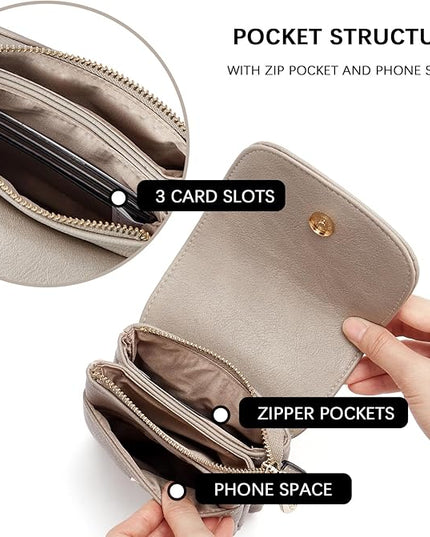 BOSTANTEN Vegan Leather Small Crossbody Bags for Women Designer Cell Phone Bag Wallet Purses Adjustable Strap