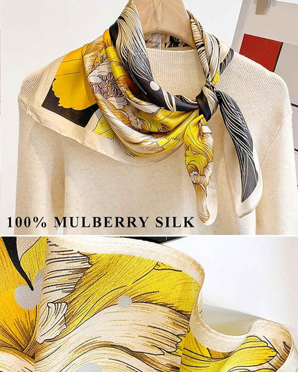 100% Mulberry Silk Scarf for Women Hair Lightweight Square Neckerchief Wrap For Head Scarves 21"