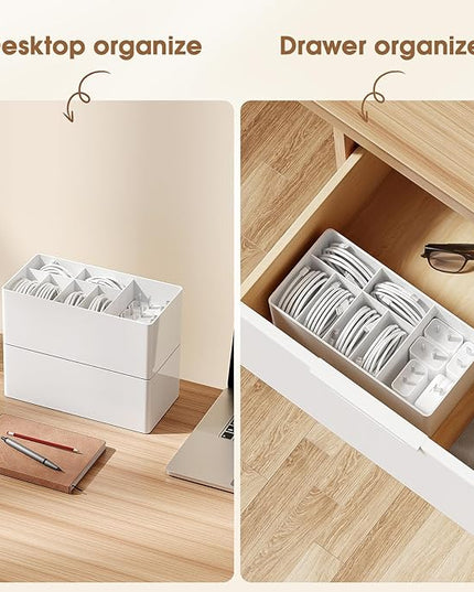 Charger Cable Cord Storage Organizer Easy storage without ties charger cable organizer Cable Management Boxes - 1 Pack （white）
