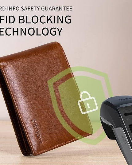 Sigtrenx Leather Wallets for Men, Genuine Leather Mens Wallets Bifold Rfid Blocking with 2 ID Windows