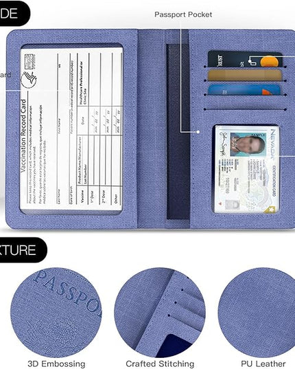 2 Pack Vaccine Card Holder,Passport And Vaccine Card Holder Combo-Purple&Black