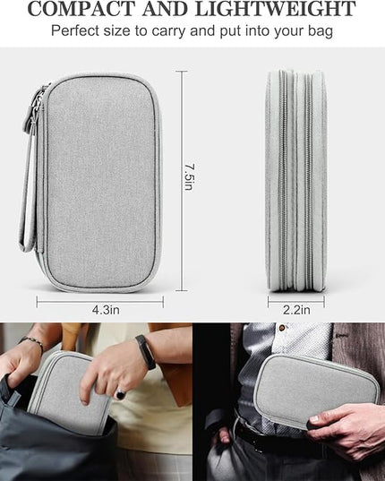 FYY Travel Cable Organizer Bag Pouch Electronic Accessories Carry Case Portable Waterproof Double Layers All-in-One Storage for Cord, Charger, Phone, Earphone Grey