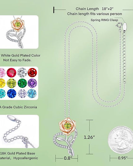 LAVALE Heart Birthstone Necklace for Women, Ideal Anniversary Birthday Gifts for Women Wife Girlfriend Her, Amazing Valentine's day Gift for Mom Women