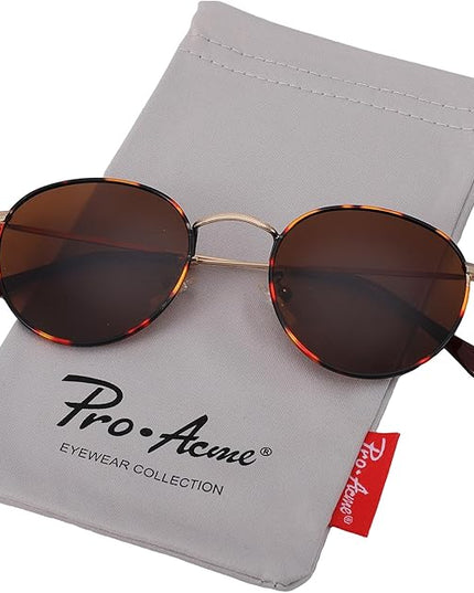 Pro Acme Small Round Metal Polarized Sunglasses for Women Retro Designer Style