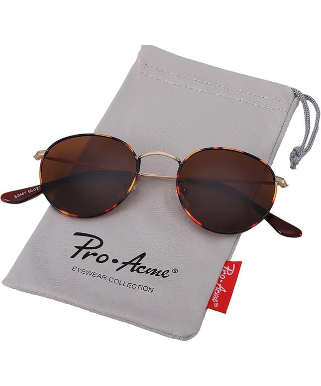 Pro Acme Small Round Metal Polarized Sunglasses for Women Retro Designer Style