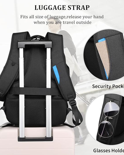 DUSLANG Anti-Theft Laptop Backpack, Black, 15.6-14-13 Inch Laptop Sleeve, USB Charging Port