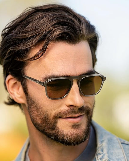 WearMe Pro Polarized Modern Aviator One-Bridge Square Mens Sunglasses